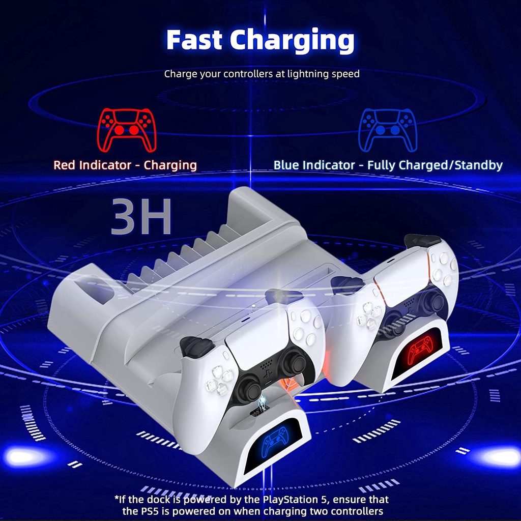 Giá Đỡ Tản Nhiệt DOBE PS5 Tích Hợp Đèn LED Với 10 Khe Cắm Sạc Cho Playstation 5