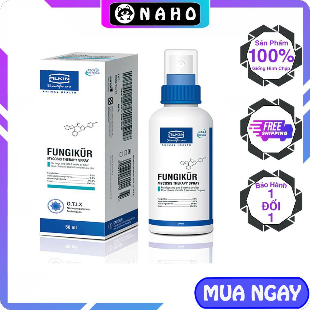 [Free ship BN] Thuốc xịt điều trị nấm Alkin Fungikur chai 50ml