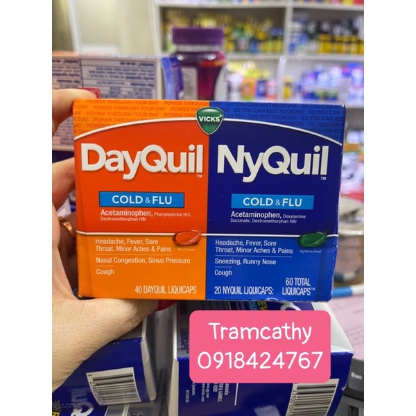 DayQuil and NyQuil Cough, Cold &amp; Flu Relief giảm ho, ha so t, đa u đầu, gi am đau các thể loại