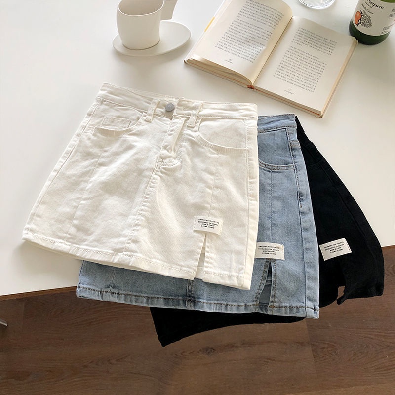 Chân Váy Denim Lưng Cao Dáng Chữ a Xẻ Tà Thời Trang Mùa Hè Hàng Mới Dành Cho Bạn Nữ