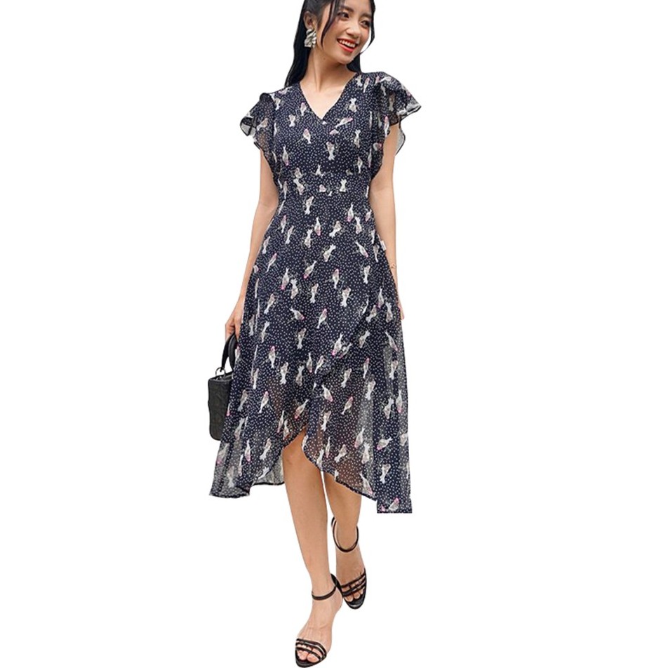 Đầm ôm vạt chồng tay xòe 20 AGAIN DOW1068