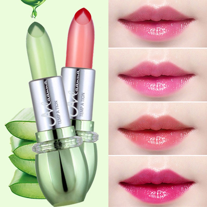 (hàng Mới Về) Son Thạch Chiết Xuất Lô Hội Thay Đổi Màu Sắc Dưỡng Ẩm Chống Thấm Nước Không Phai Màu