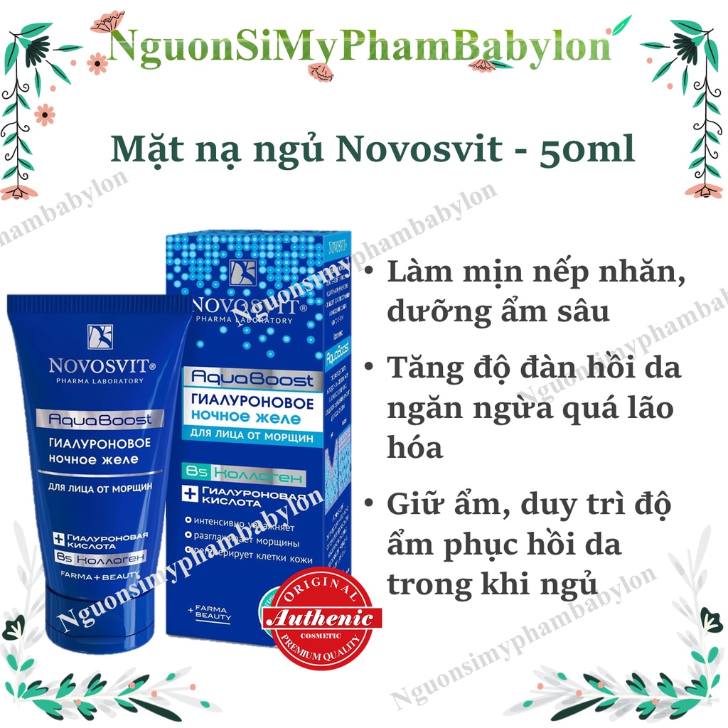 Gel thạch cấp nước Novosvit HA + B5 Aqua Boost