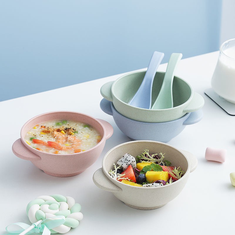 Set 2 Dụng Cụ Ăn Uống Bằng Lúa Mạch Thân Thiện Với Môi Trường An Toàn Cho Bé