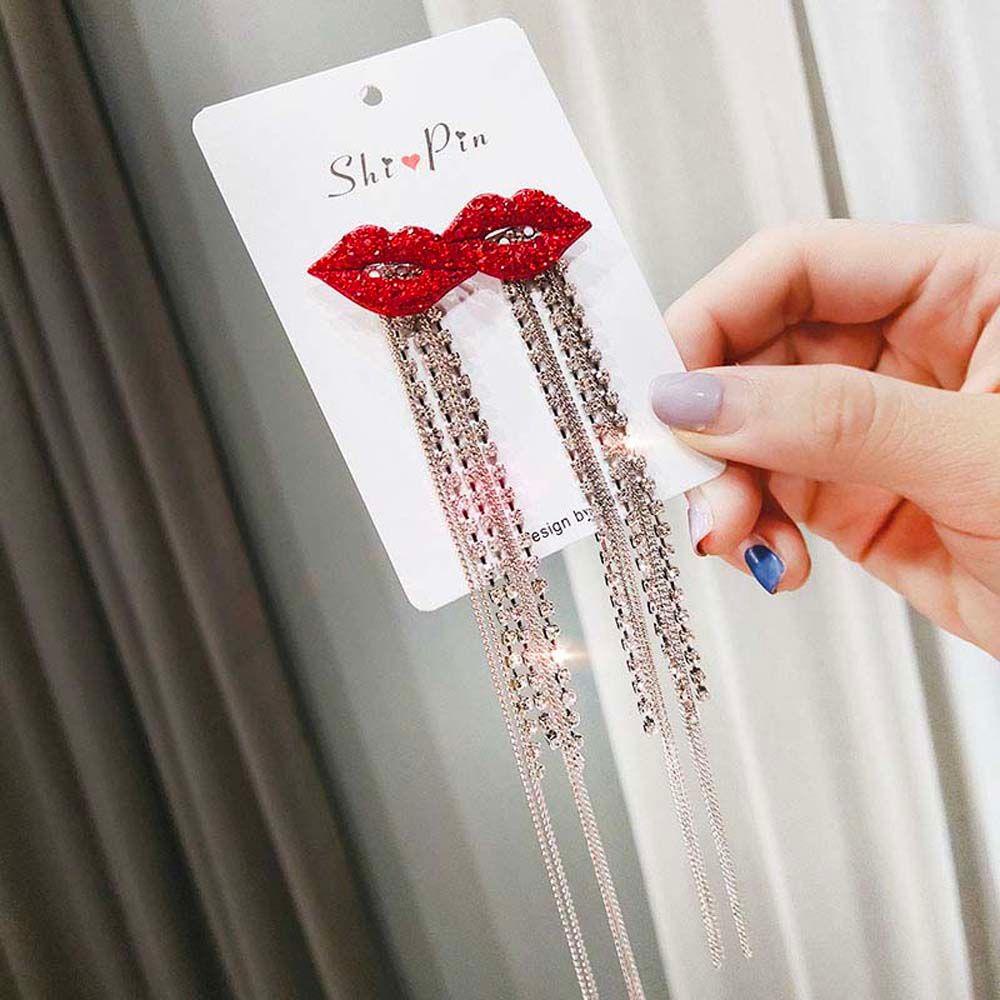 JARRED Bông Tai Dạng Xỏ Hình Đôi Môi Đỏ Sang Trọng Cho Nữ