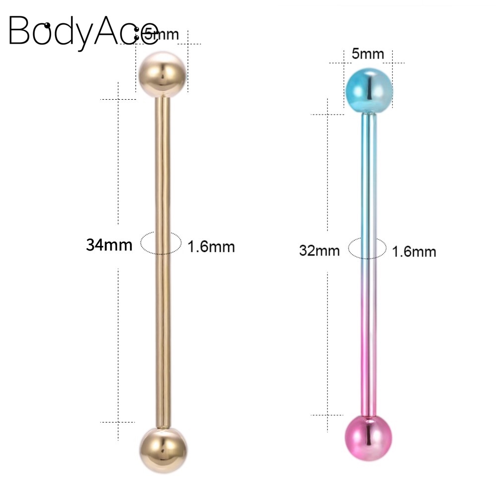 1 Khuyên Tai Thanh Tạ Thép Không Gỉ Nhiều Màu Unisex