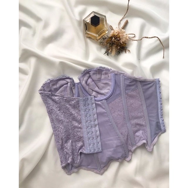 Áo corset ren tím pastel 2hand