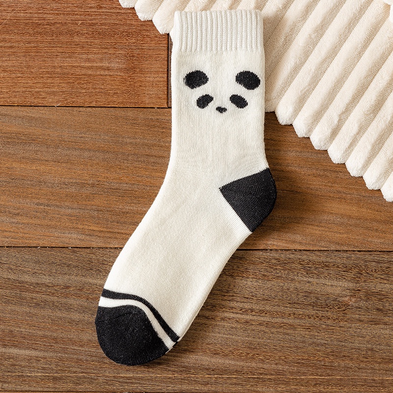 Vớ Cotton Dày Họa Tiết Gấu Trúc Hoạt Hình Dễ Thương Thời Trang Đơn Giản Dành Cho Nữ