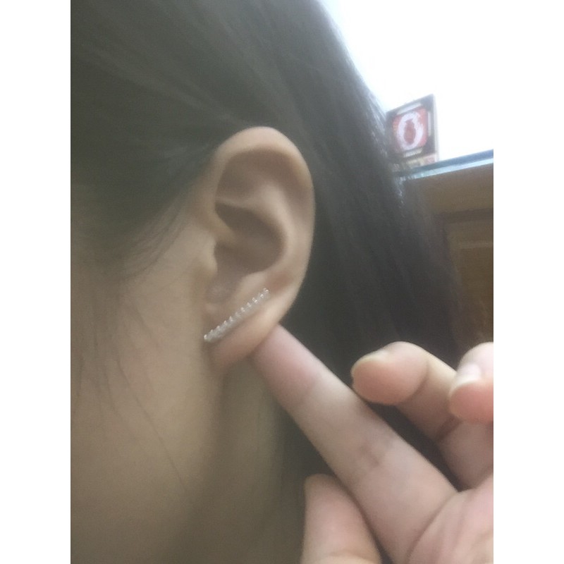 Khuyên tai dải đá siêu đáng yêu bạc chuẩn nét nmj đeo 2 kiểu