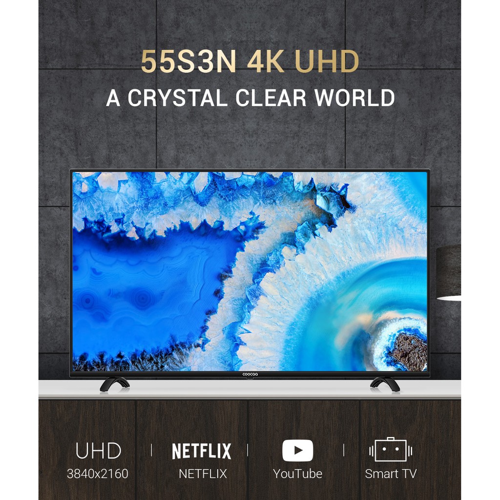 [Mã ELCOOSEP giảm 5% đơn 3TR] Smart Tivi Netflix 4K UHD Coocaa 55 inch Wifi - Model 55S3N - Miễn phí lắp đặt