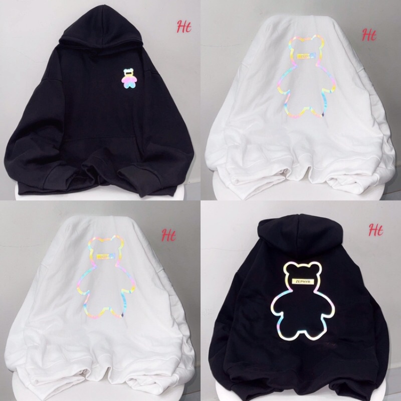 Áo hoodie nữ form rộng ulzzang in phản quang 2 màu trắng đen chất nỉ dày dặn | BigBuy360 - bigbuy360.vn