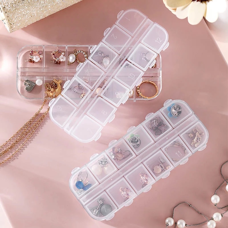 Hộp Nhựa Rỗng 13.5*1.5cm 12 Ngăn Đựng Trang Sức/Trang Sức