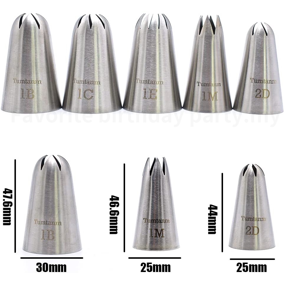 Set 5 Đuôi Bắt Bông Kem Trang Trí Bánh Bằng Thép Không Gỉ