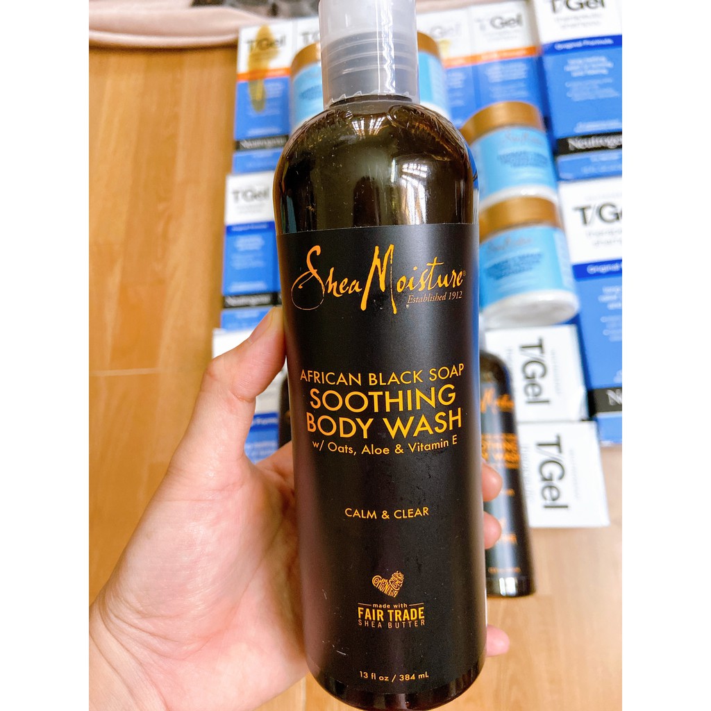 Sữa tắm giảm mụn lưng SHEA MOISTURE African Black Soap Soothing Body Wash SheaMoisture