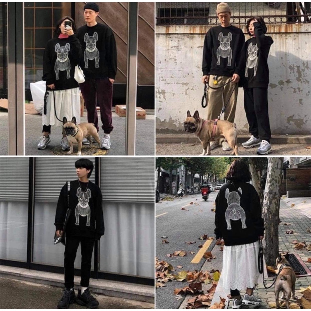 Áo Sweater Dài Tay [FS]  Nỉ cổ tròn in hình Chó chất nỉ bông siêu dày form rộng UNISEX