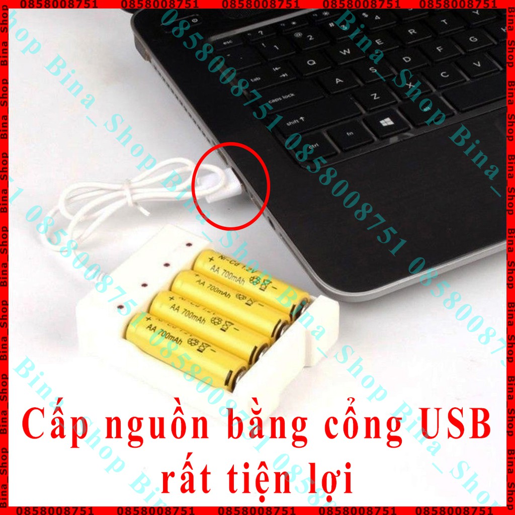 Bộ sạc pin tiểu AA/AAA 2 khe/4 khe, box sạc pin cổng USB tiện dụng