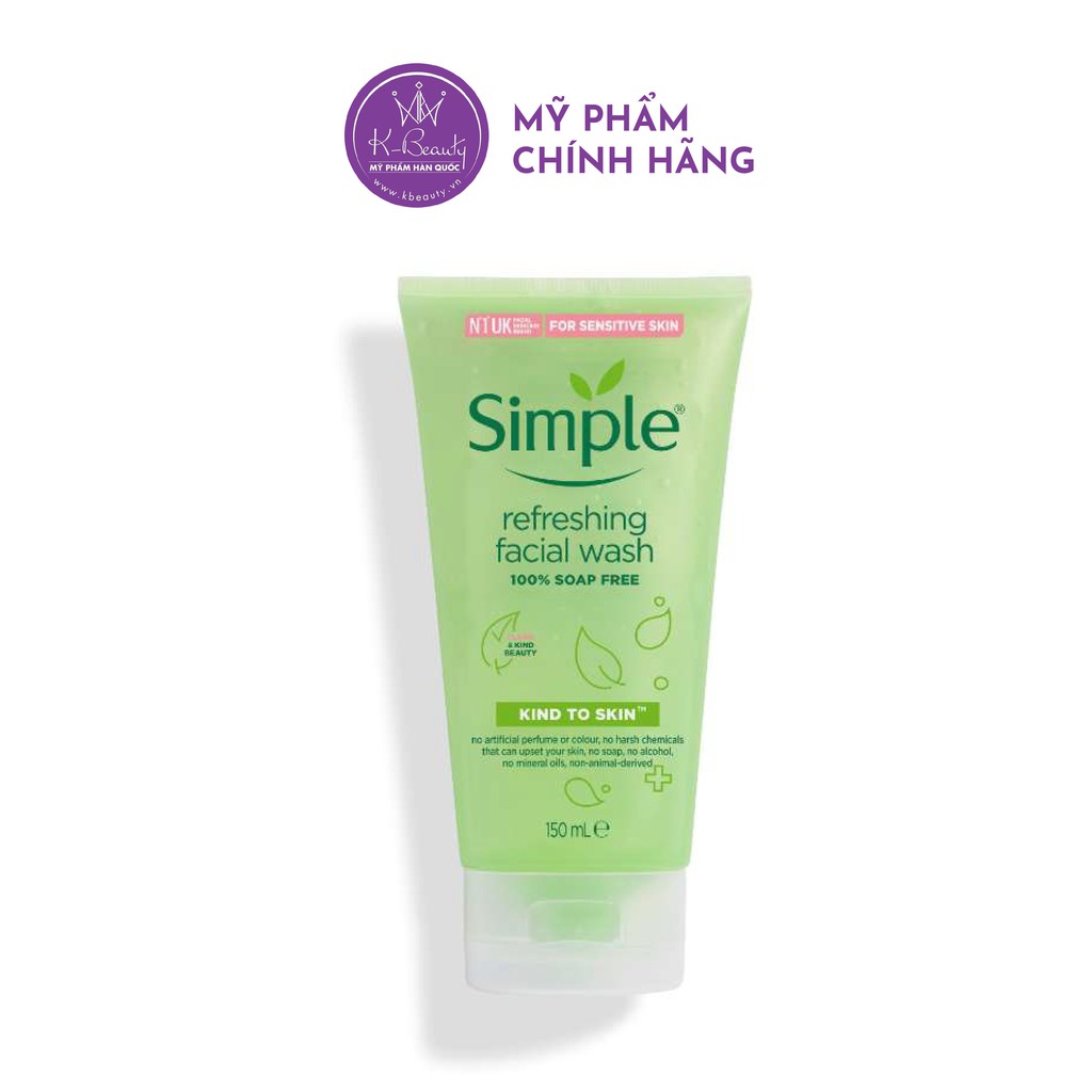 Sữa rửa mặt Simple Simple Kind To Skin Refreshing Facial Wash 150ml KBeauty