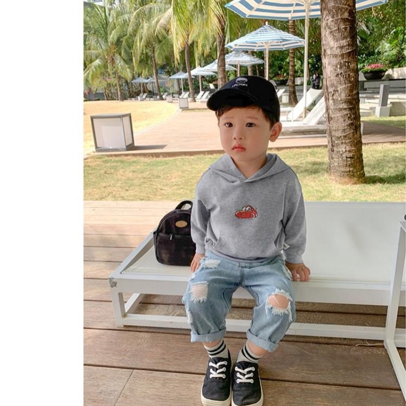 Quần Jean rách cho bé trai.Quần Dài Dáng Rộng Vải Mỏng Phối Vải Rách Thời Trang Dành Cho bé