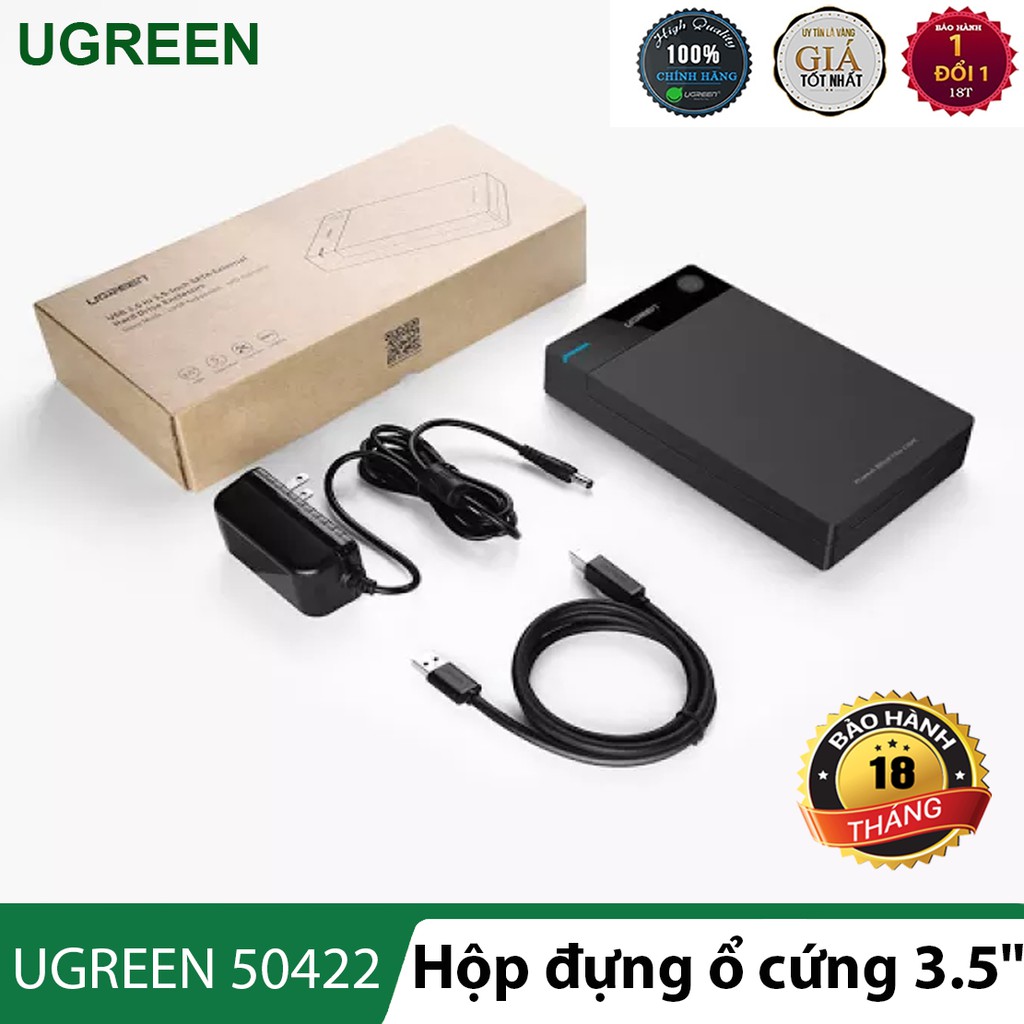Hộp đựng ổ cứng 3.5 inch SATA cổng USB 3.0 cao cấp l Chính hãng UGREEN