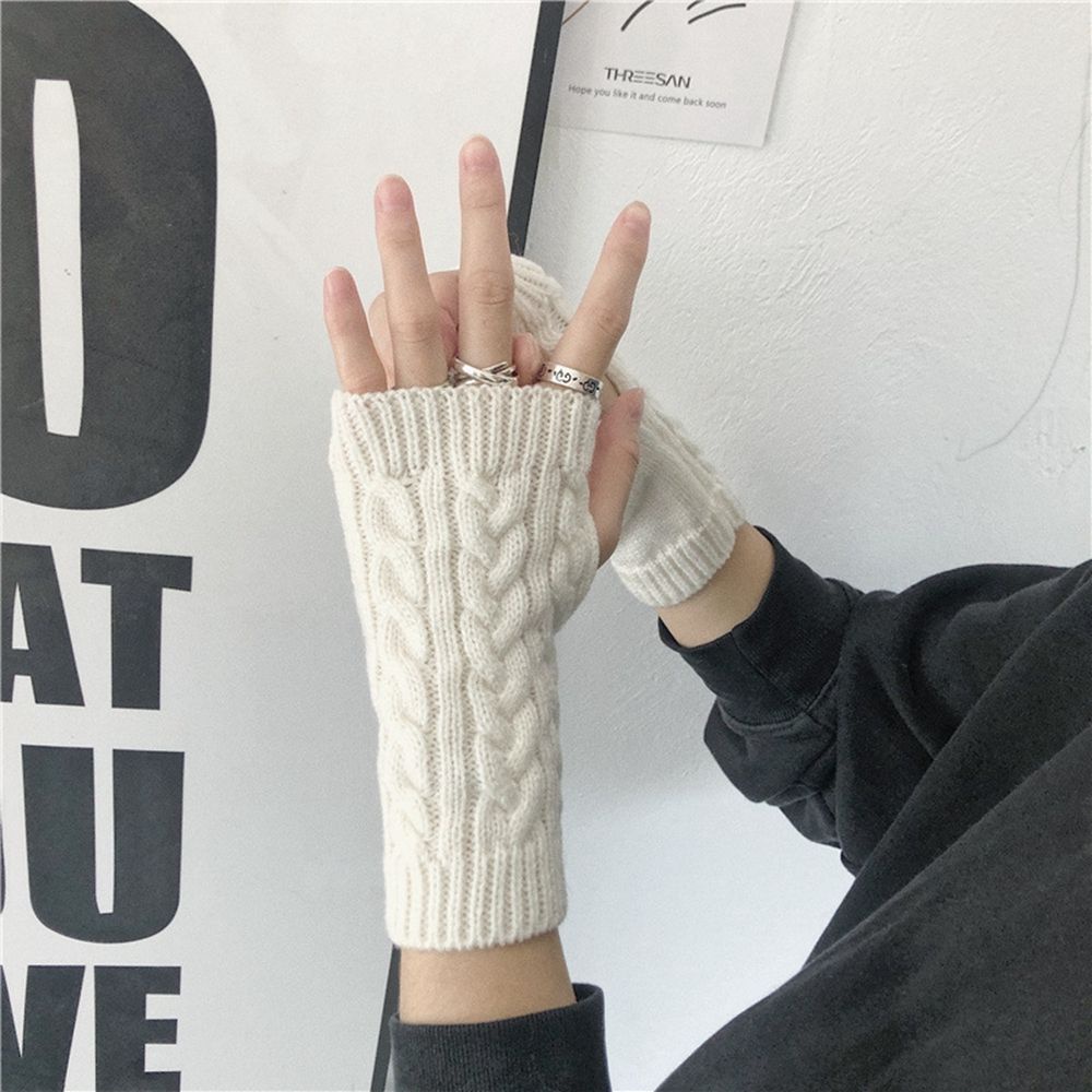 Găng tay len hở ngón mềm mại co giãn thoáng khí thời trang thu đông cho nam và nữ