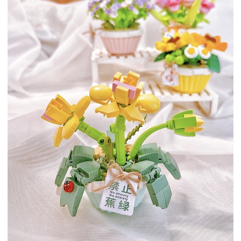 Mô hình lắp ráp Chậu Hoa Mini LOZ 1673 1674 để bàn trang trí by LoZ quà tặng người thân