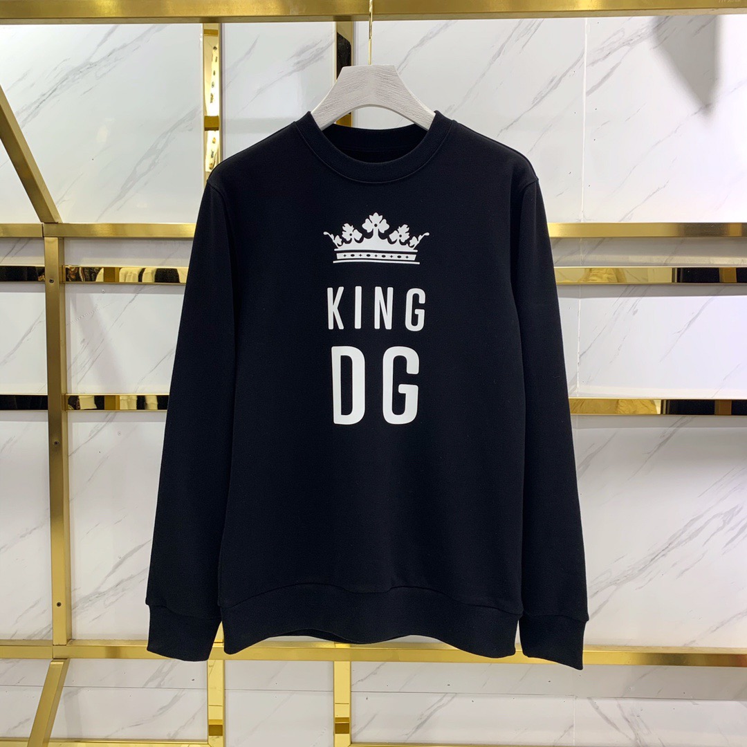 D0LCE & GABBA Autumn and winter 2020 new men's sweater long sleeve round neck pure cotton fabric unable to print glossy LOGO