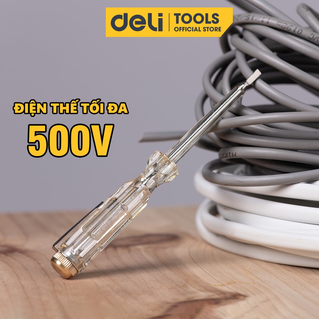 Bút Thử Điện 100-500V Deli Chính Hãng - Nhỏ Gọn, Tiện Lợi, An Toàn Sử Dụng - EDL8001