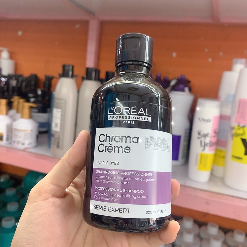 Dầu gội tím khử vàng L'oréal Chroma Crème Purple Dyes Shampoo 300ml