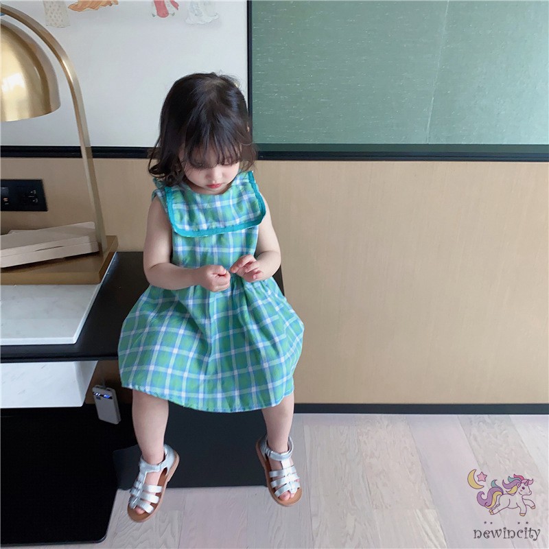 Đầm Bé Gái Sọc Ca Rô Xinh Xắn Đáng Yêu