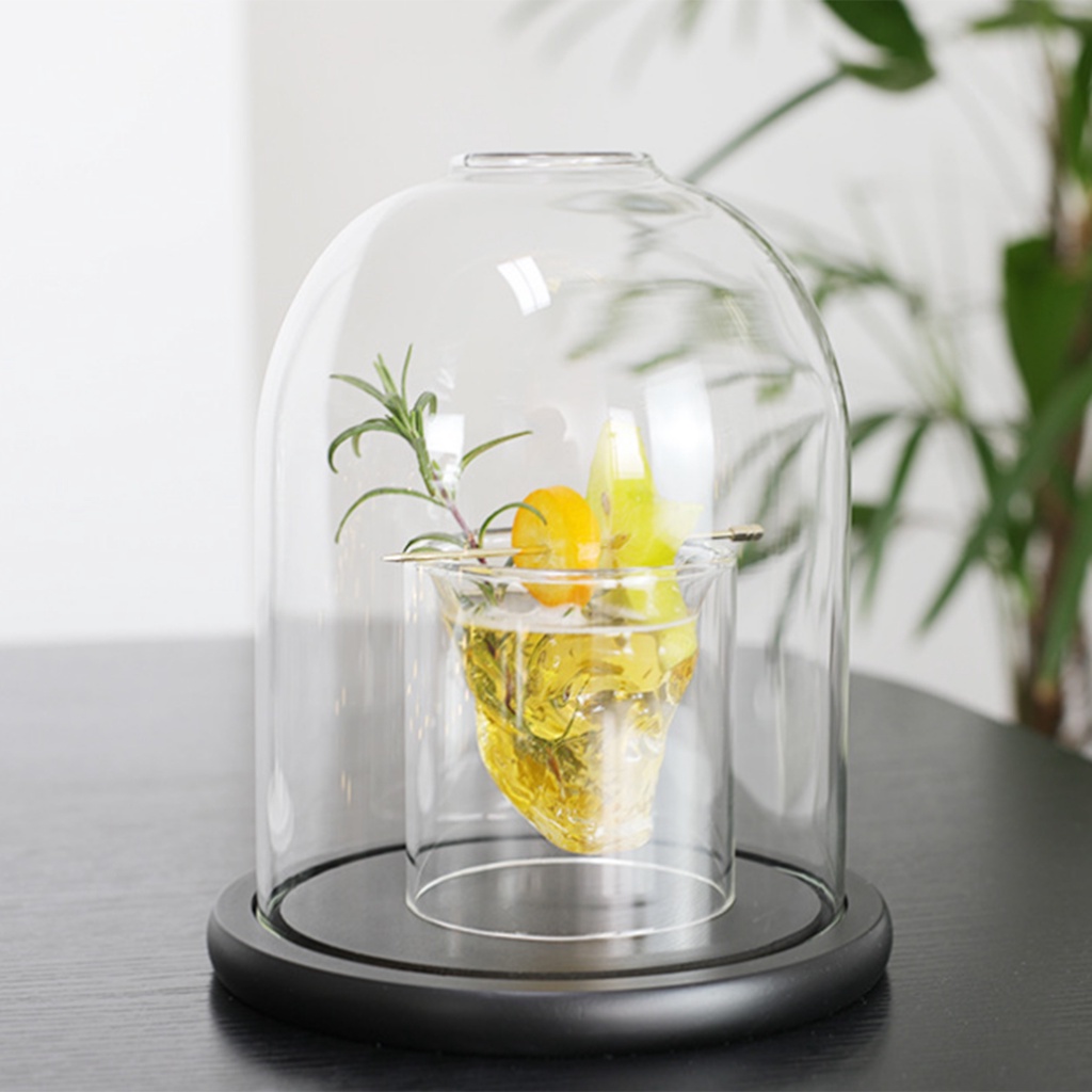 [Lzdjfmy2] Nắp Kính Có Lỗ Với Đế Gỗ Cho Cocktail Phân Tử Cuisine Bourbon