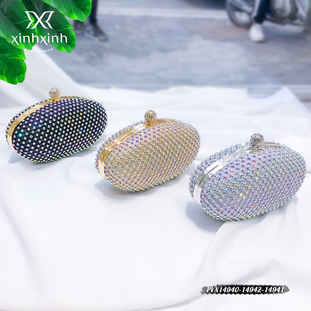 Túi clutch cầm tay đính đá nhân tạo cao cấp sang trọng quý phái cho bạn gái - Xinh Xinh Accessories