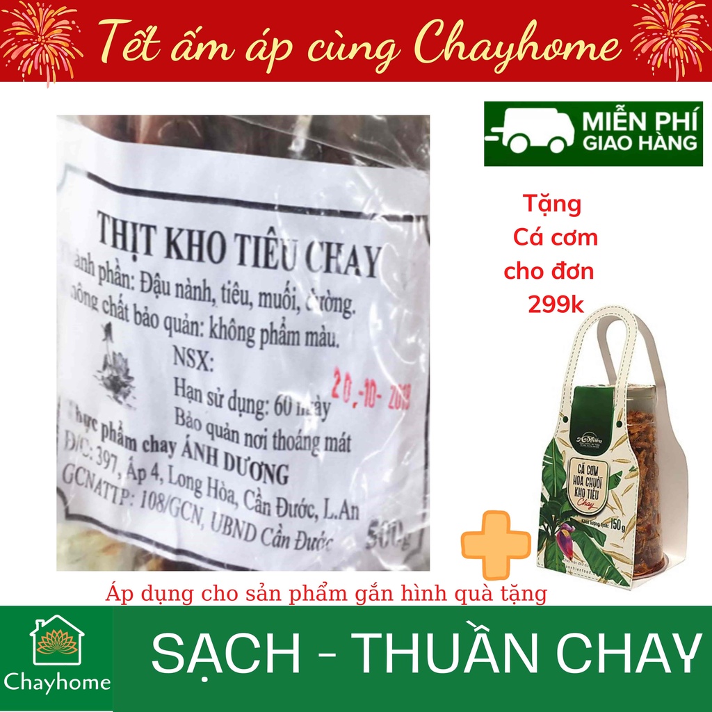 [500g] Thịt kho tiêu chay - Chayhome - Thực phẩm chay/ đồ ăn chay/ thịt chay + TẶNG Chà bông Chay Âu đơn 799k