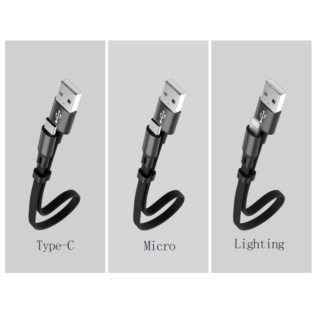 Cáp sạc iPhone Lightning – Type C – Micro USB loại ngắn 25 cm JM88