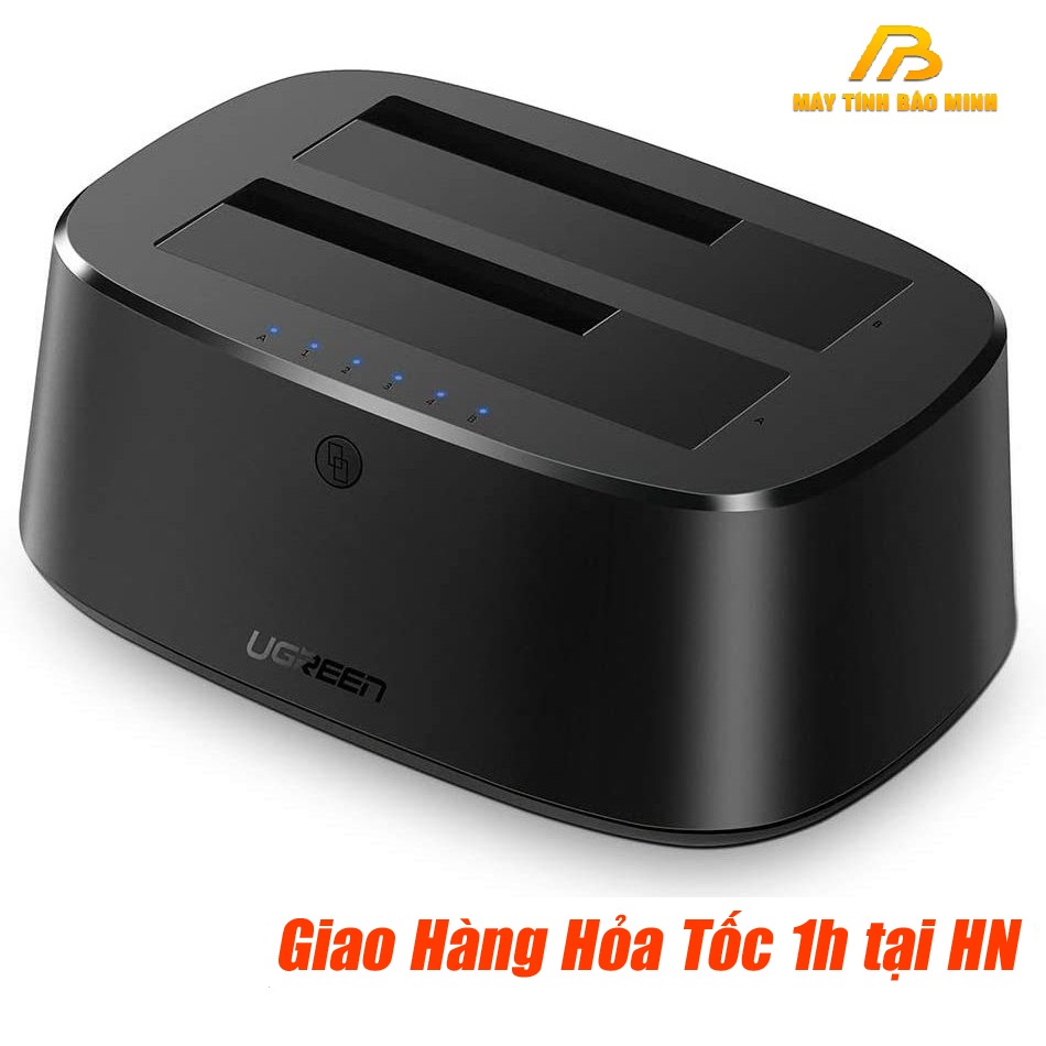 Hộp Đựng Ổ Cứng Kép Ugreen 50857 chuẩn USB 3.0 cho ổ SATA 2,5-3,5inch hỗ trợ 24TB - Hàng Chính Hãng