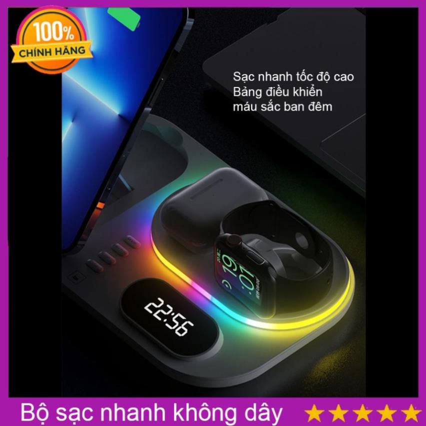 Sạc điện thoại không dây,Sạc đồng hồ thông mình và tai nghe cùng lúc tiện lợi
