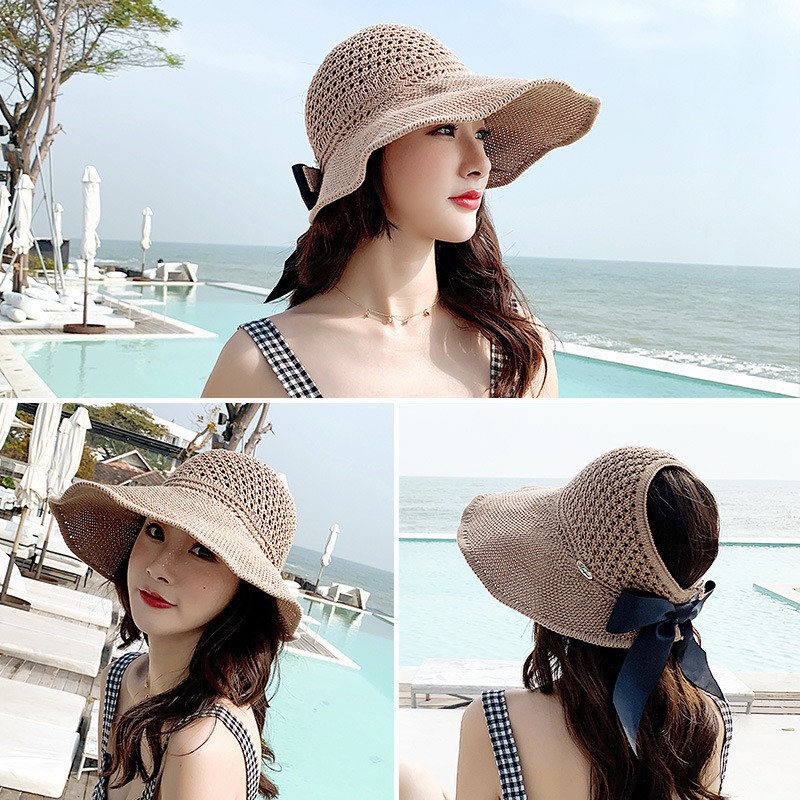Mũ nón cói nữ vành rộng hở chóp đi biển tiểu thư thời trang cao cấp - TB9