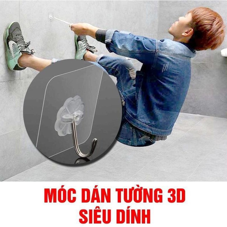 [Set 10 cái] Móc dán tường chịu lực - trong suốt siêu dính