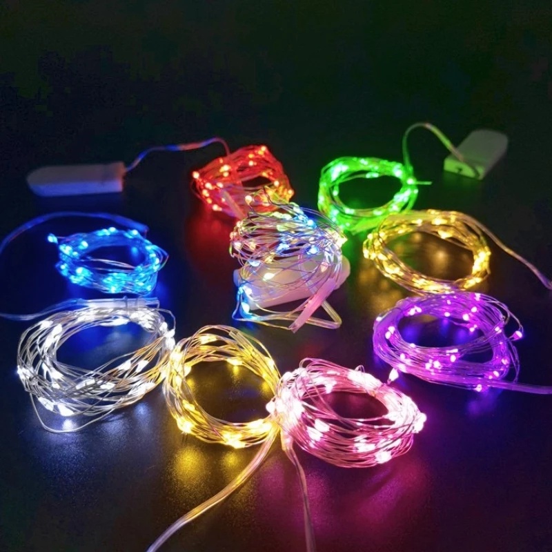 1M 2M 3M Button Battery Powered U Shape LED String Lights For Xmas Tree Party Wedding Christmas Decoration