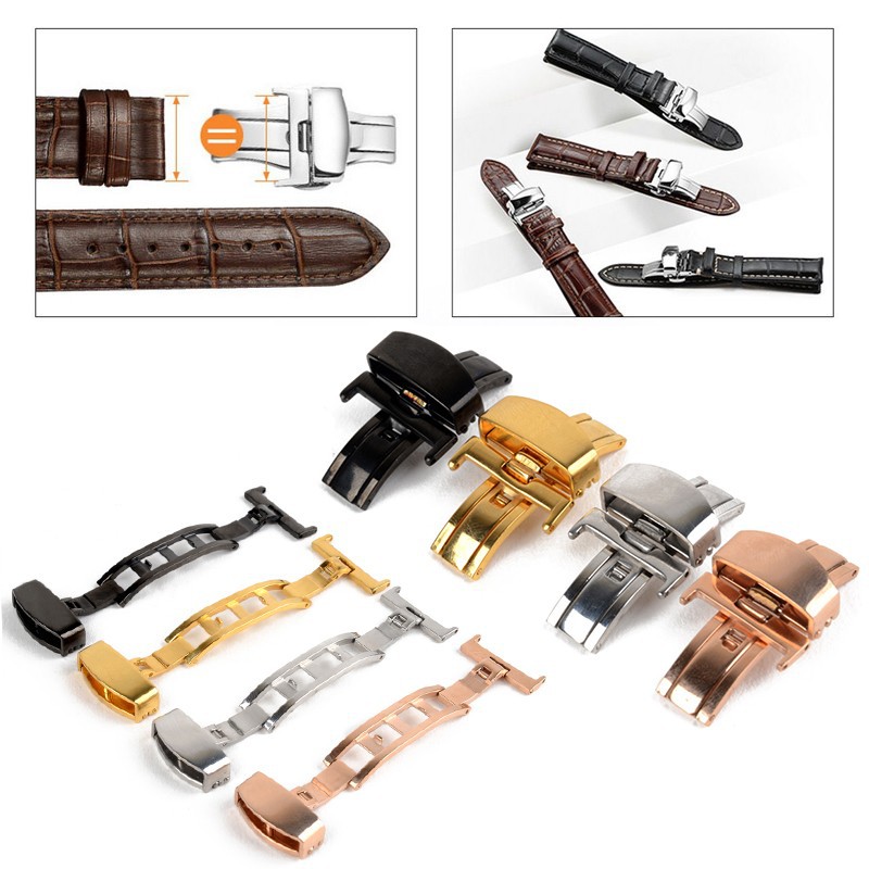 Khóa Dây Đeo Đồng Hồ Bằng Thép Không Gỉ 18 / 20mm Thời Trang