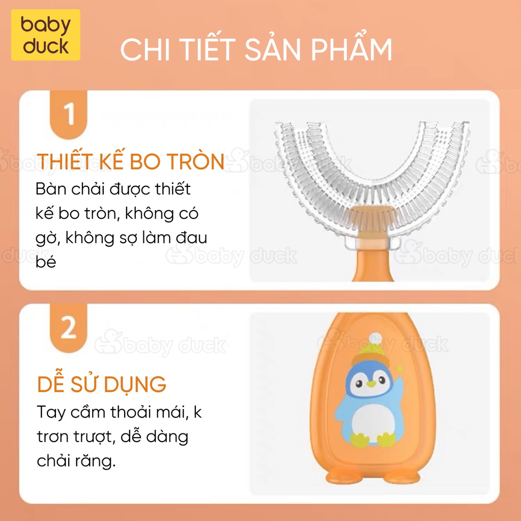 Bàn chải đánh răng cho bé chữ U bằng silicon mềm mại cho bé từ 1-12 tuổi ms21403