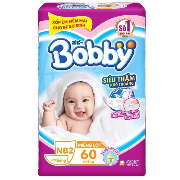 [MKBOB11 -8%][Tặng Set Mũ Yếm, Khăn Xô & Bao Tay Sơ Sinh] Combo 01 Miếng lót Bobby Newborn 2-60 + 01 Tã Dán Bobby S56