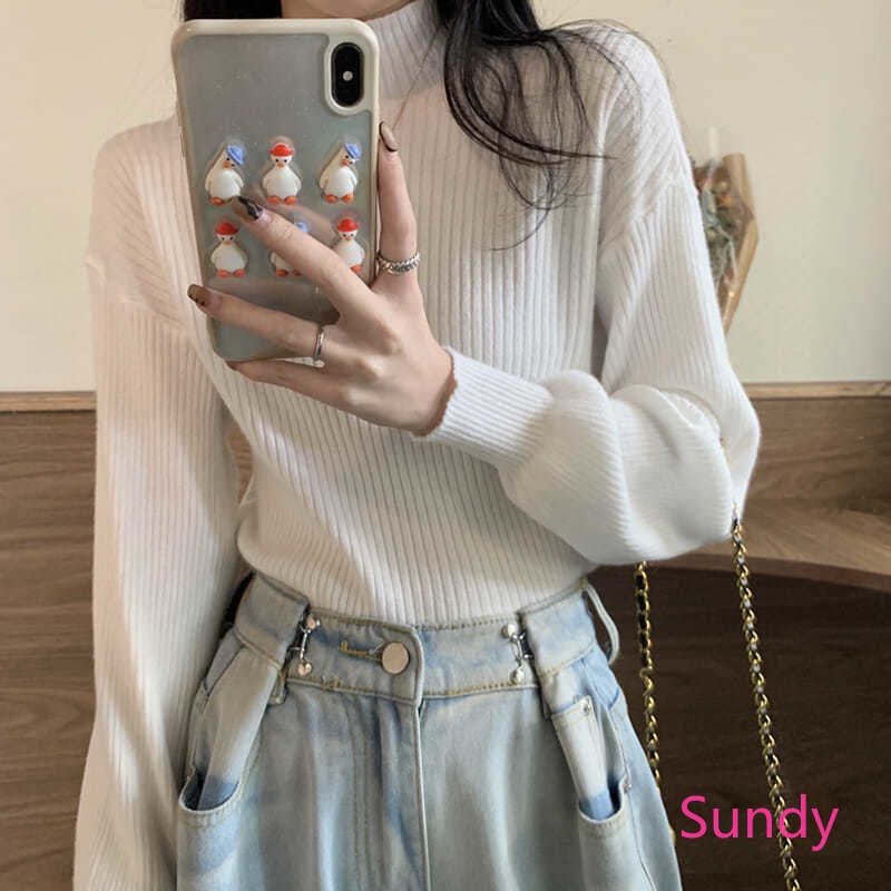 Áo Dệt Kim Cổ Lọ Thời Trang Mùa Thu Hàn Quốc Dành Cho Nữ