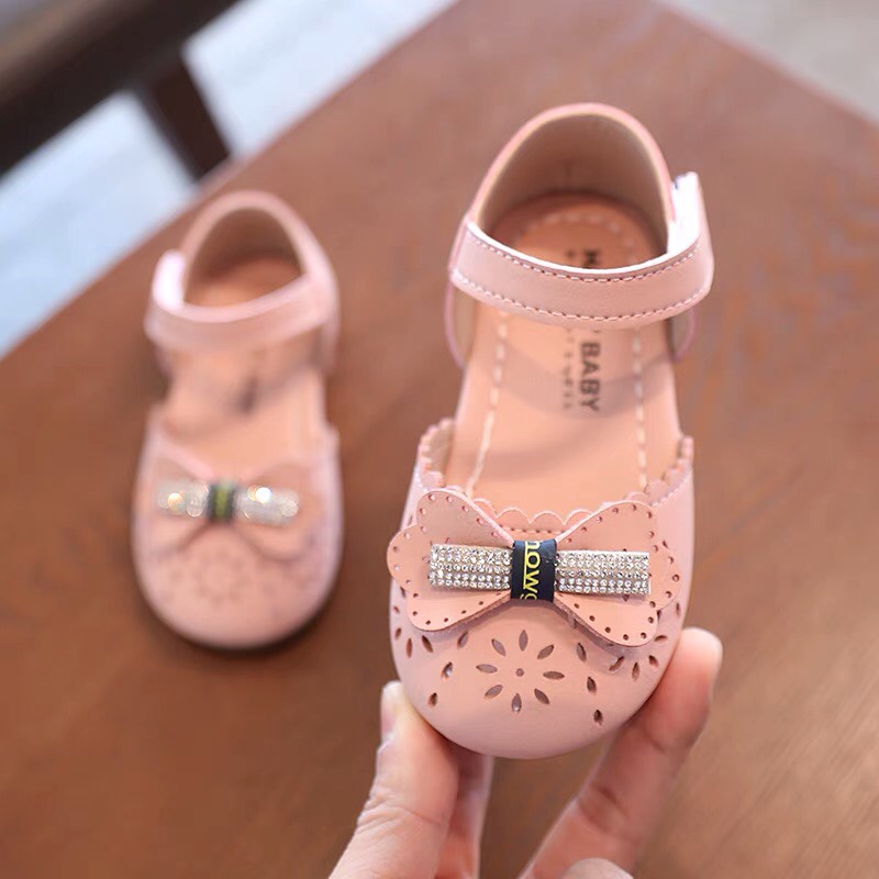 sandal bé gái - giày búp bê cho bé đế dẻo, da mềm nơ xinh xắn baby shark  1093 1095