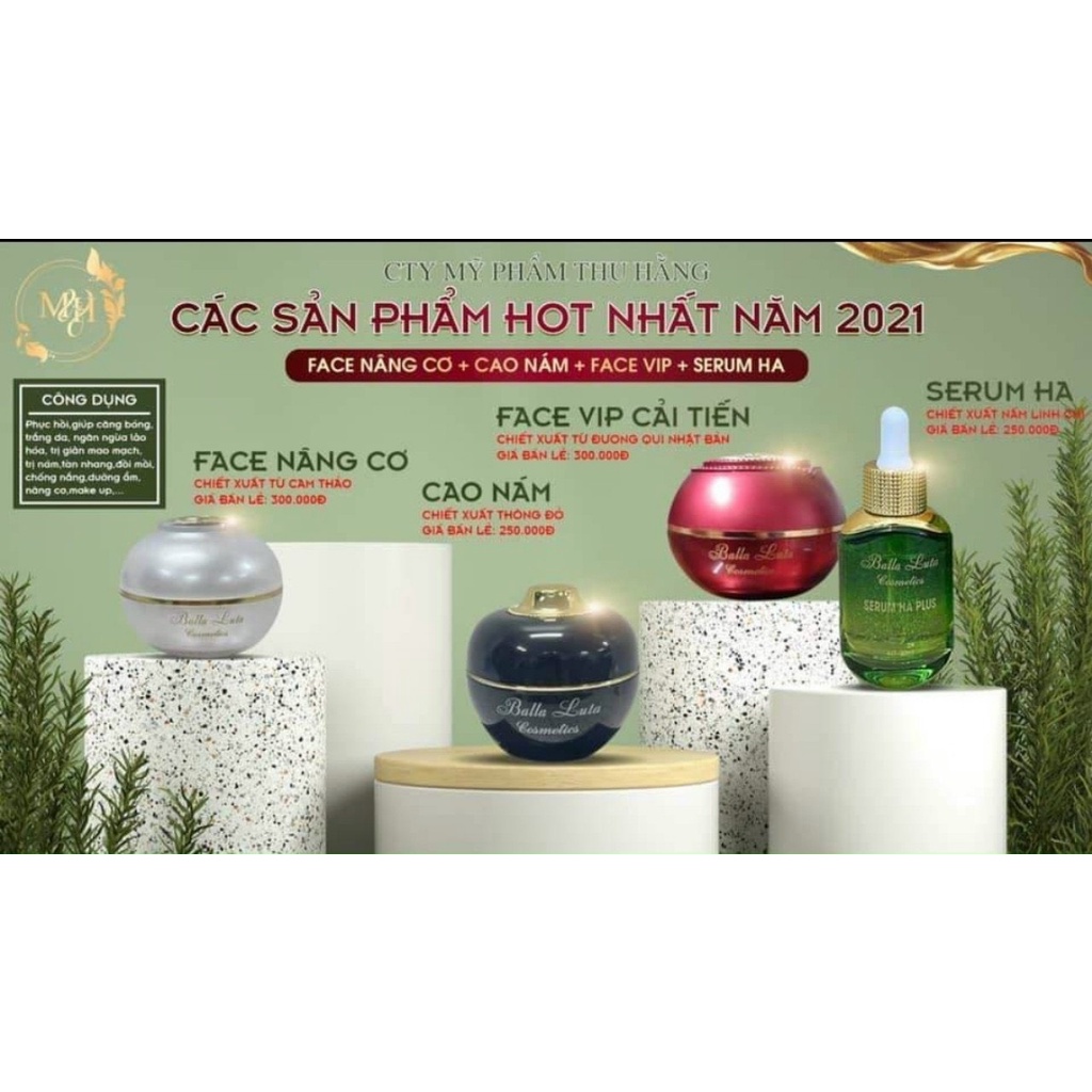 COMBO DƯỠNG DA HÓT NHẤT NĂM_ KEM FACE VIP + SERUM HA LINH CHI+ KEM NÂNG CƠ+ CAO NÁM BALLA LUTA(chính hãng 100%)