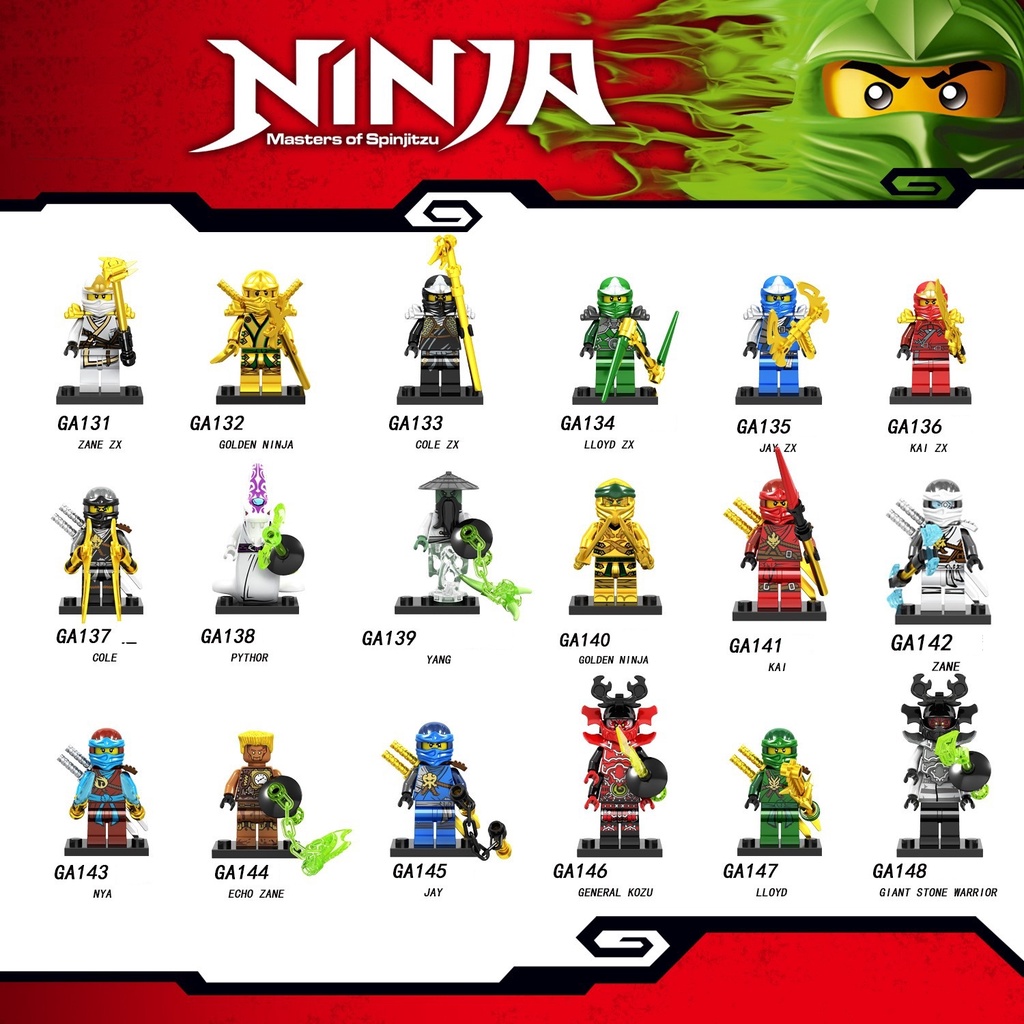 Minifigures Các Nhân Vật Trong Ninjago Thế Hệ Mới Vũ Khí Siêu Ngầu - Golden Ninja Và Kai ZX