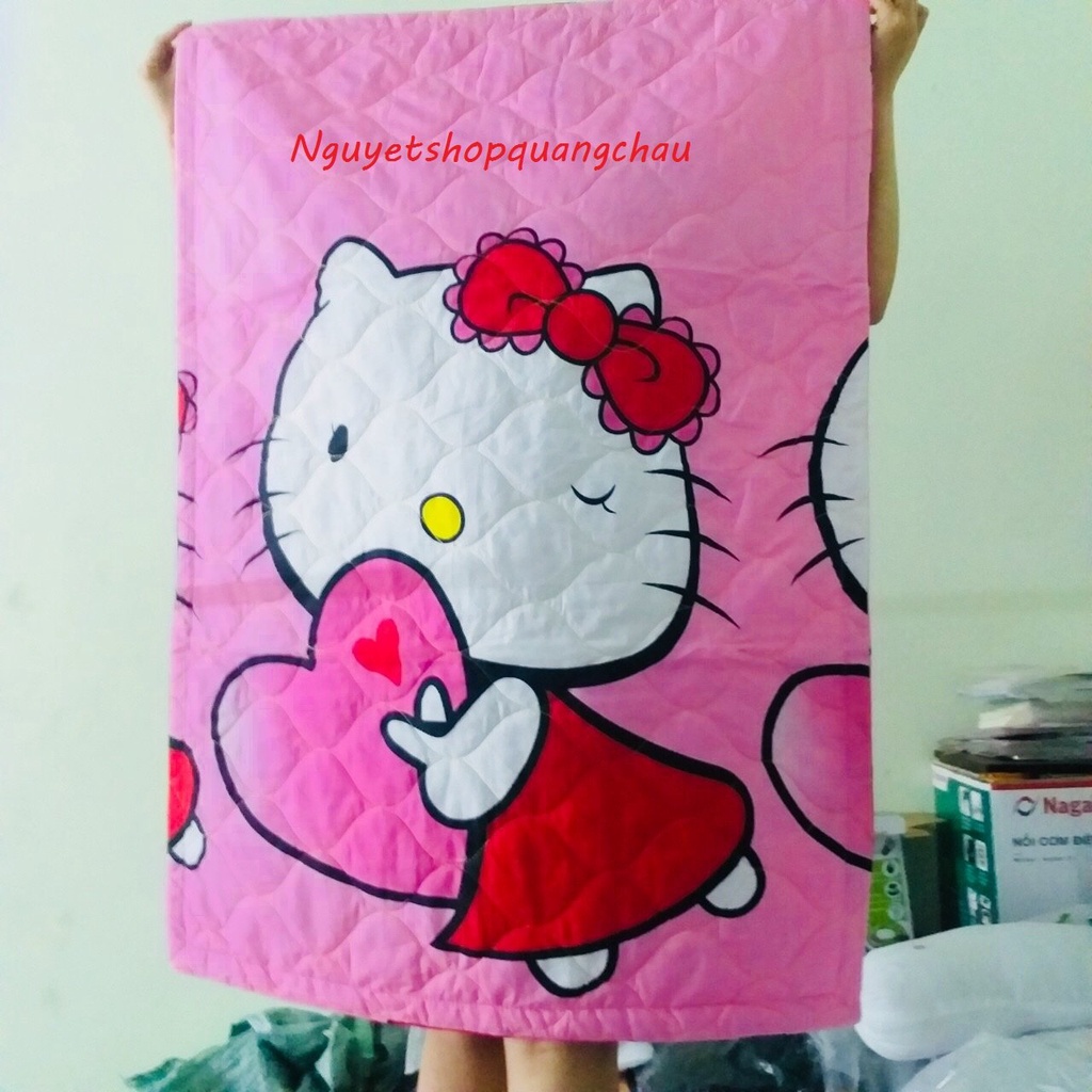 [FLASH SALE] Chăn mền cho bé đi học mầm non mẫu Hello Kitty poly cotton, chăn trần bông gòn sạch, chăn trẻ em loại đẹp