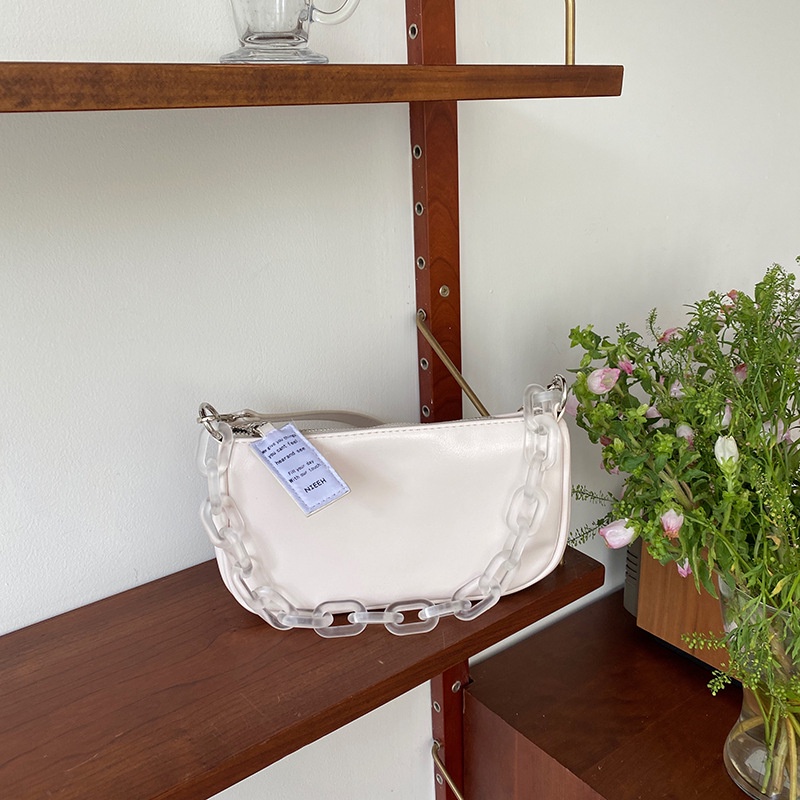 IELGY Túi Đeo Vai Bằng Acrylic Phối Dây Xích Thiết Kế Đơn Giản Thời Trang Sang Trọng Cho Nữ