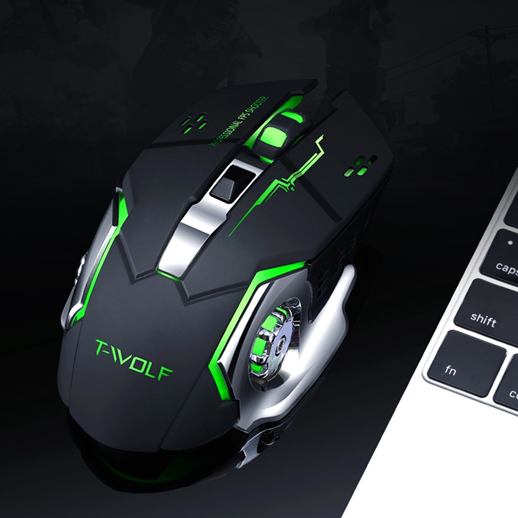 Chuột không dây Có Đèn Led 6 Nút Bấm 2.4ghz 2400dpi Dùng Để Chơi Game