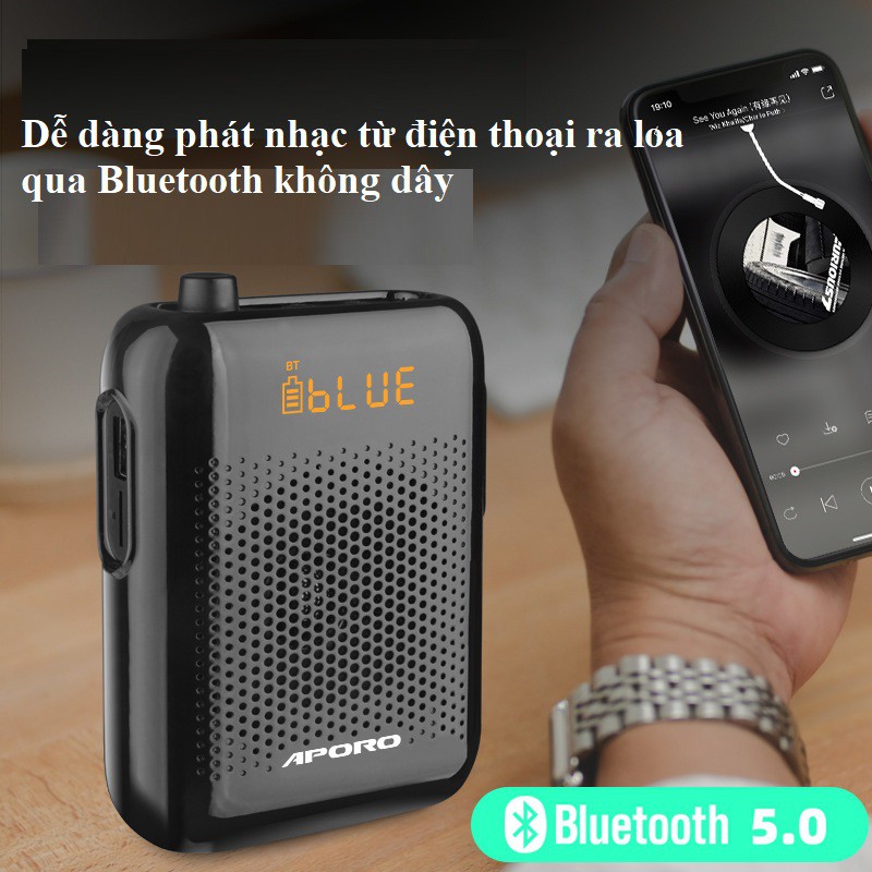 [Mã 152ELSALE hoàn 7% đơn 300K] Loa trợ giảng không dây Aporo T30, máy trợ giảng có bluetooth