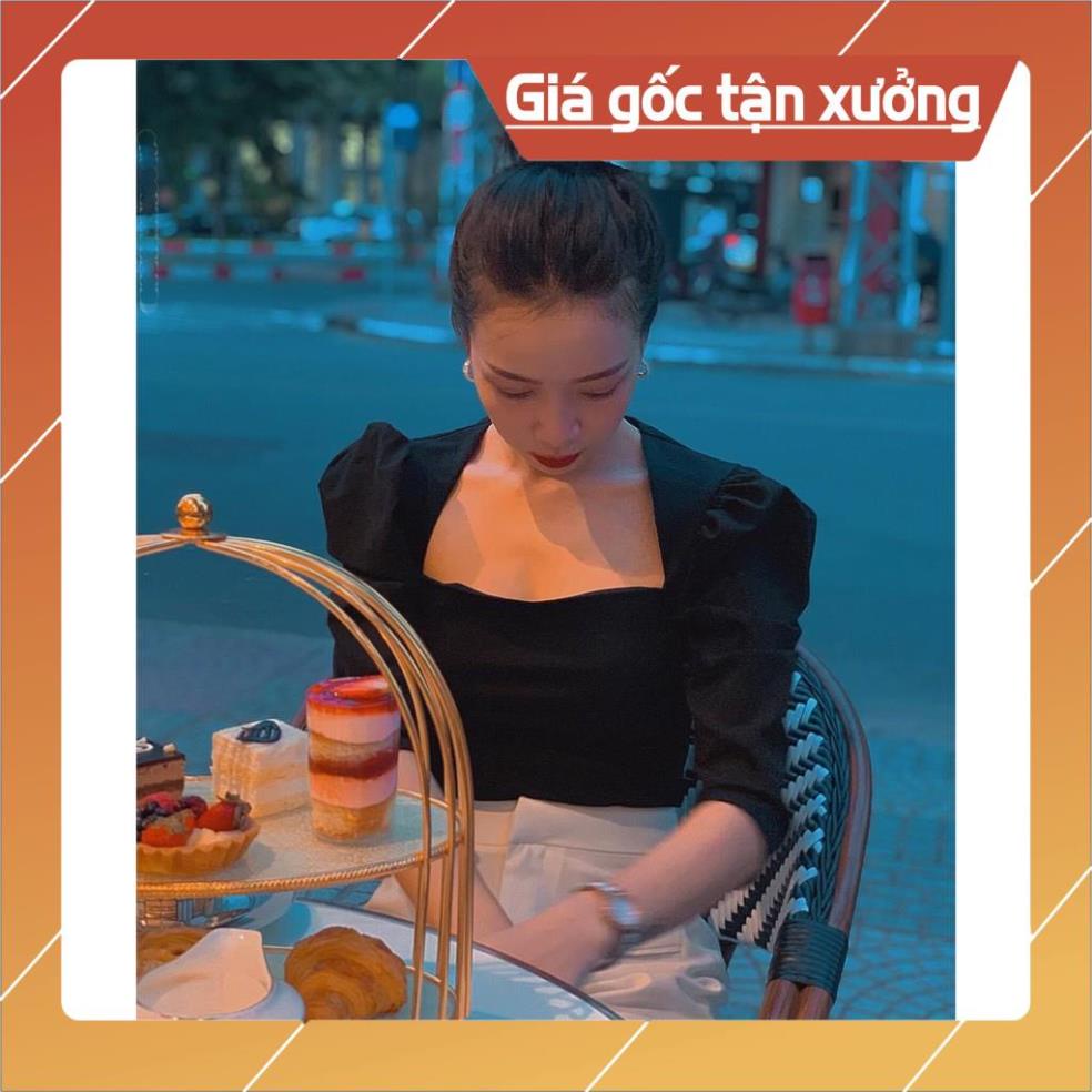 [Hàng Chất Lượng] (HÌNH THẬT) Áo Cổ Vuông Tay Phồng CHICA (ĐEN) | BigBuy360 - bigbuy360.vn